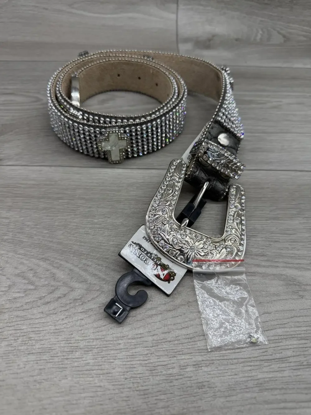 Nocona Rhinestone Western Belt Cross Embellishments New Large